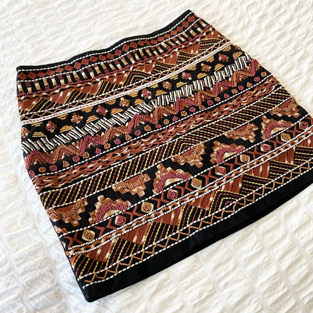 beaded and embroidered mini-skirt
